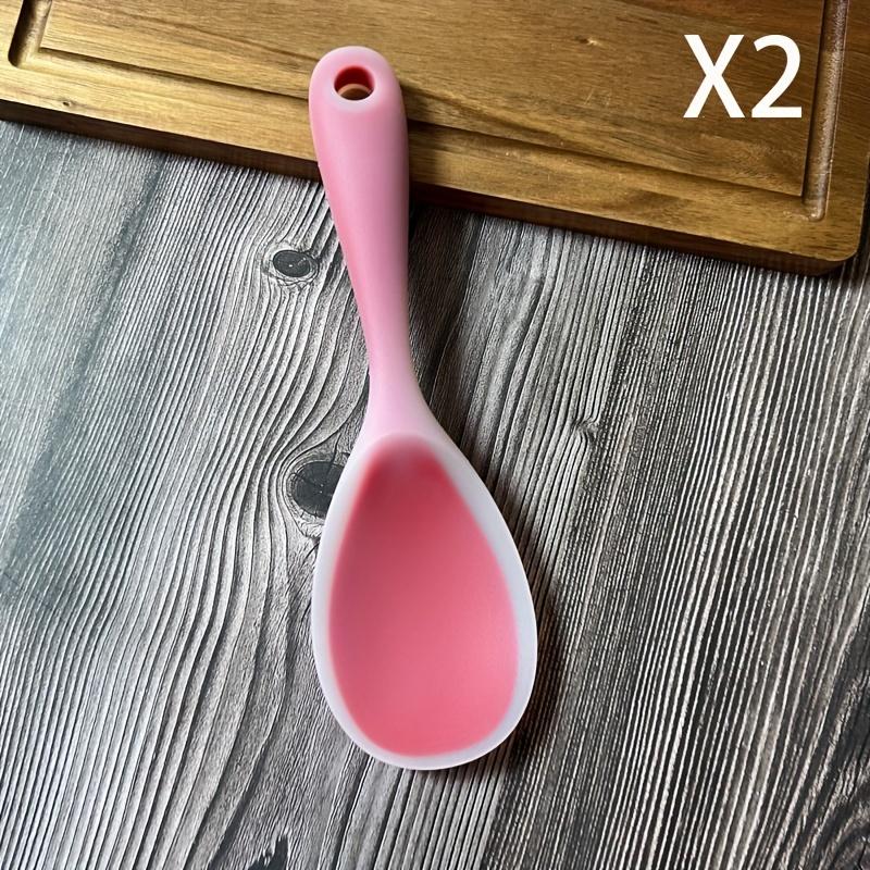 2pcs Silicone Rice Spoon New Half Transparent Thickened Non Stick High Temperature Resistant Easy Clean Kitchen Spatula Scoop Suitable for Rice