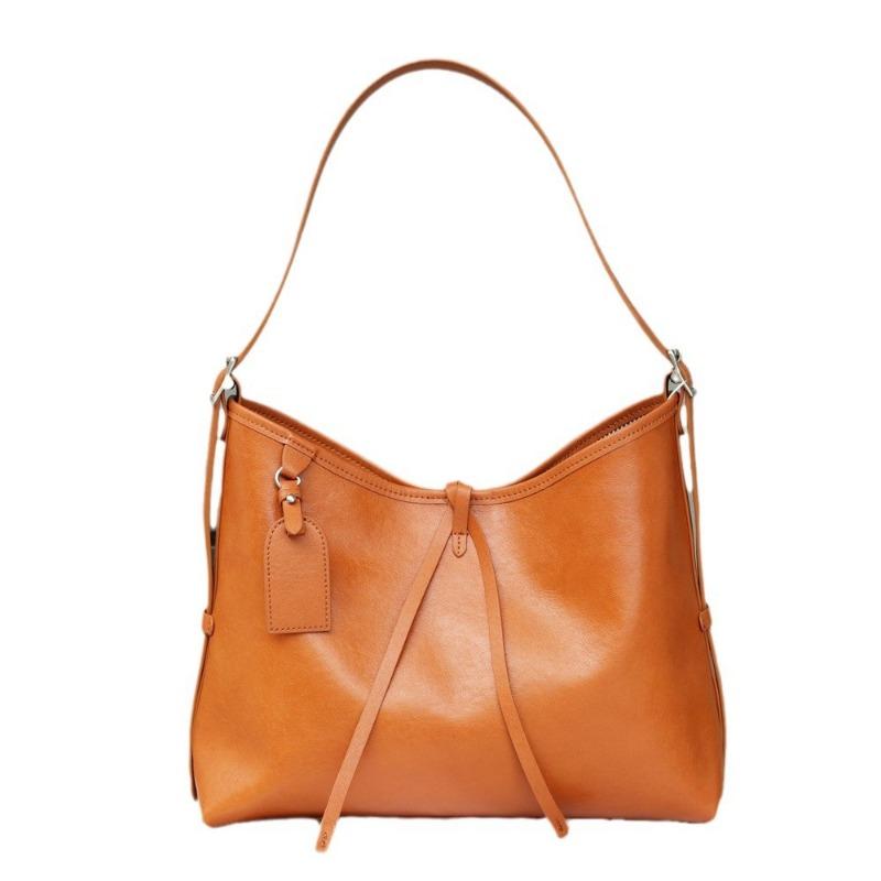 Underarm Bag Woman Vintage Vegetable Tanned Cowhide Bag Woman Shoulder Bag Large Capacity Bag