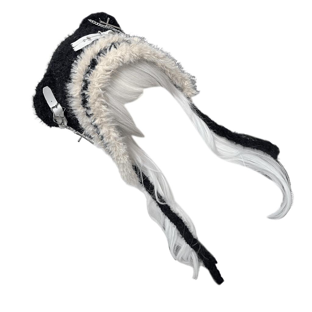 Bear Pattern Hats Adult Soft Plush Hats Thicken Female Hats Star Crosses Decoration for Daily Wear