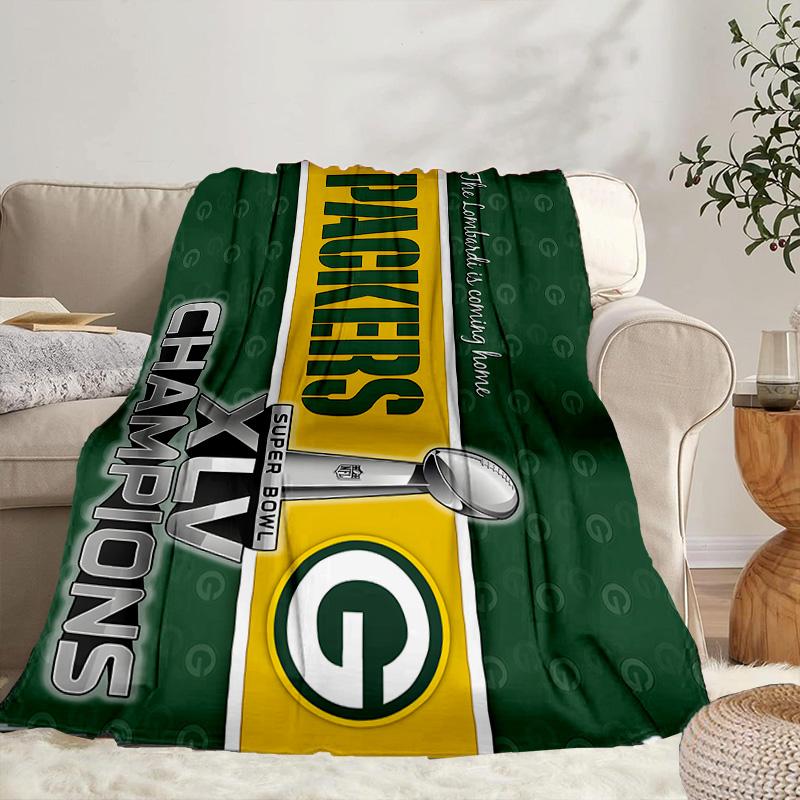Green Bay Packers Logo Portable Blanket/Soft Blanket Bedding Blanket Suitable for Travel Camping Living Rooms Offices Sofas Fan Gifts