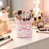 Dressing Table Brush Holder Satin Bow Bag Makeup Holder, 3D Printed Beauty Tool Organizer Cosmetic for Desk, Large Bowknot Pouch Pencil Storage