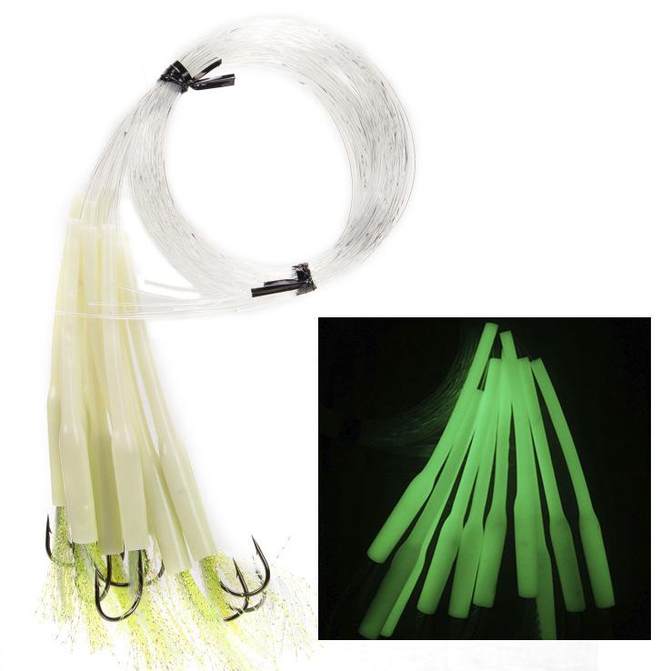 10 Stück Leuchtendes Nachtfischset: Meeresgürtel, Messer, Haken mit langem Griff, Bissfester Rig und 1,6 m Schnur