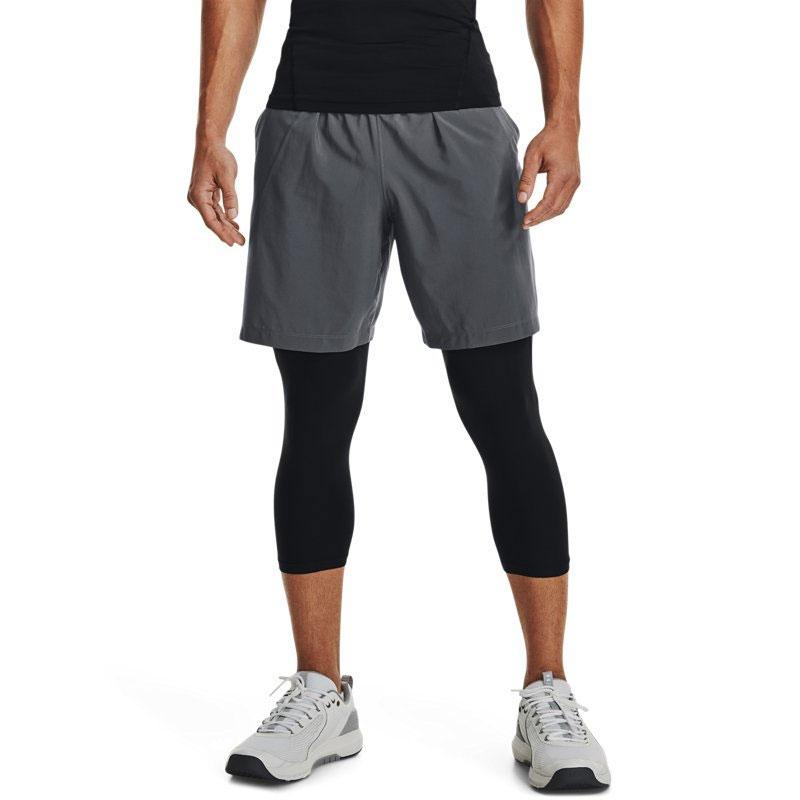 Under Armour Letter Print Woven Sports Shorts Men Bottoms Grey 1370388-012