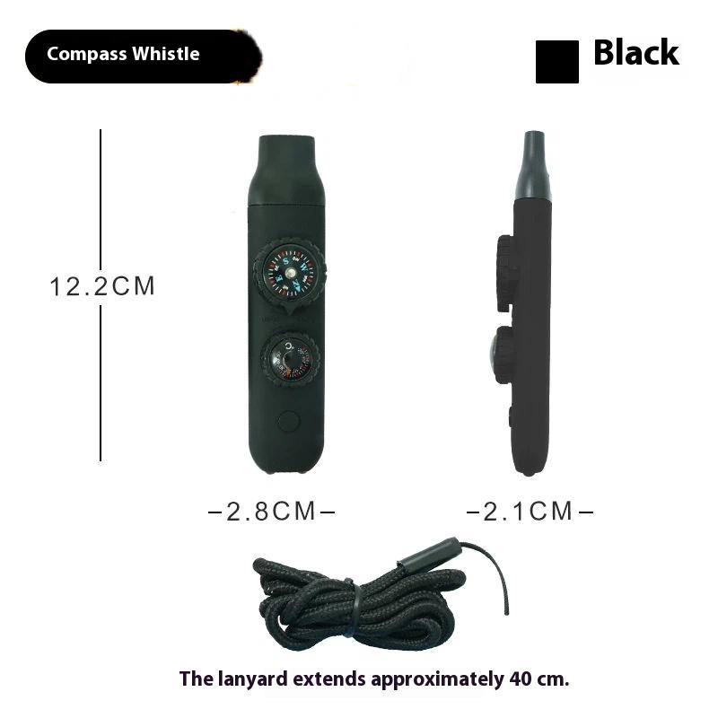 Camping, Camping, Seven In One Multi-Functional Portable Survival Whistle With Led Light, Thermometer, Compass, Magnifying Glass