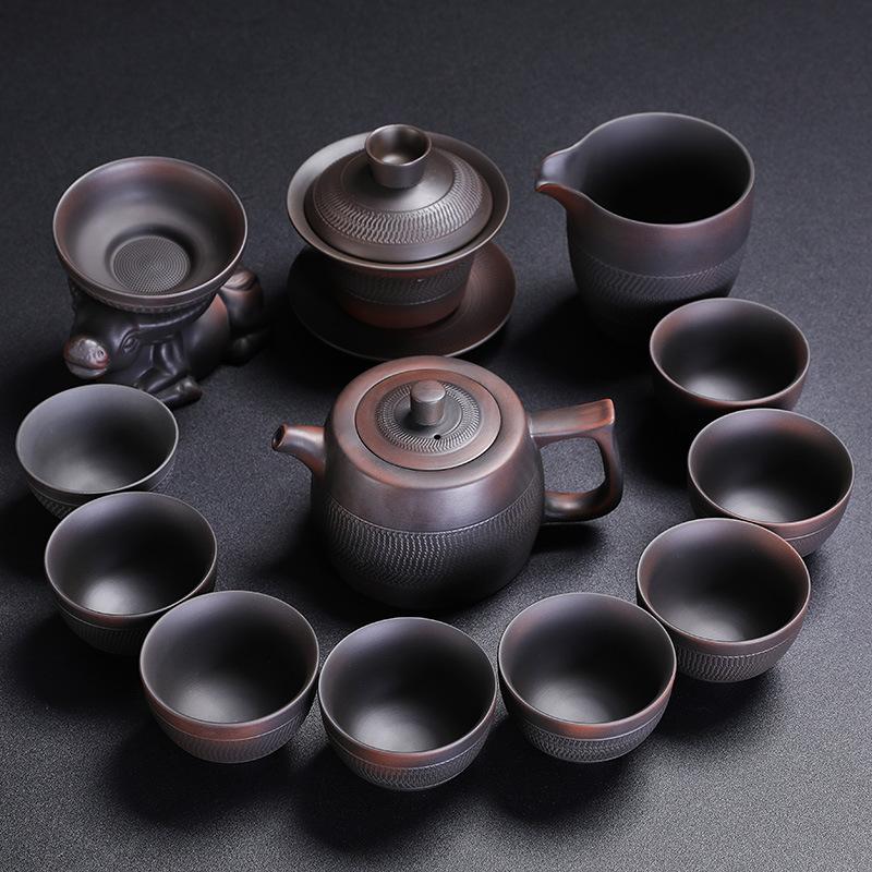 Purple Pottery Kung Fu Tea Set Household Purple Sand Brewing Teapot Teacup Tea Sea Tea Set Set High-End Business Gifts