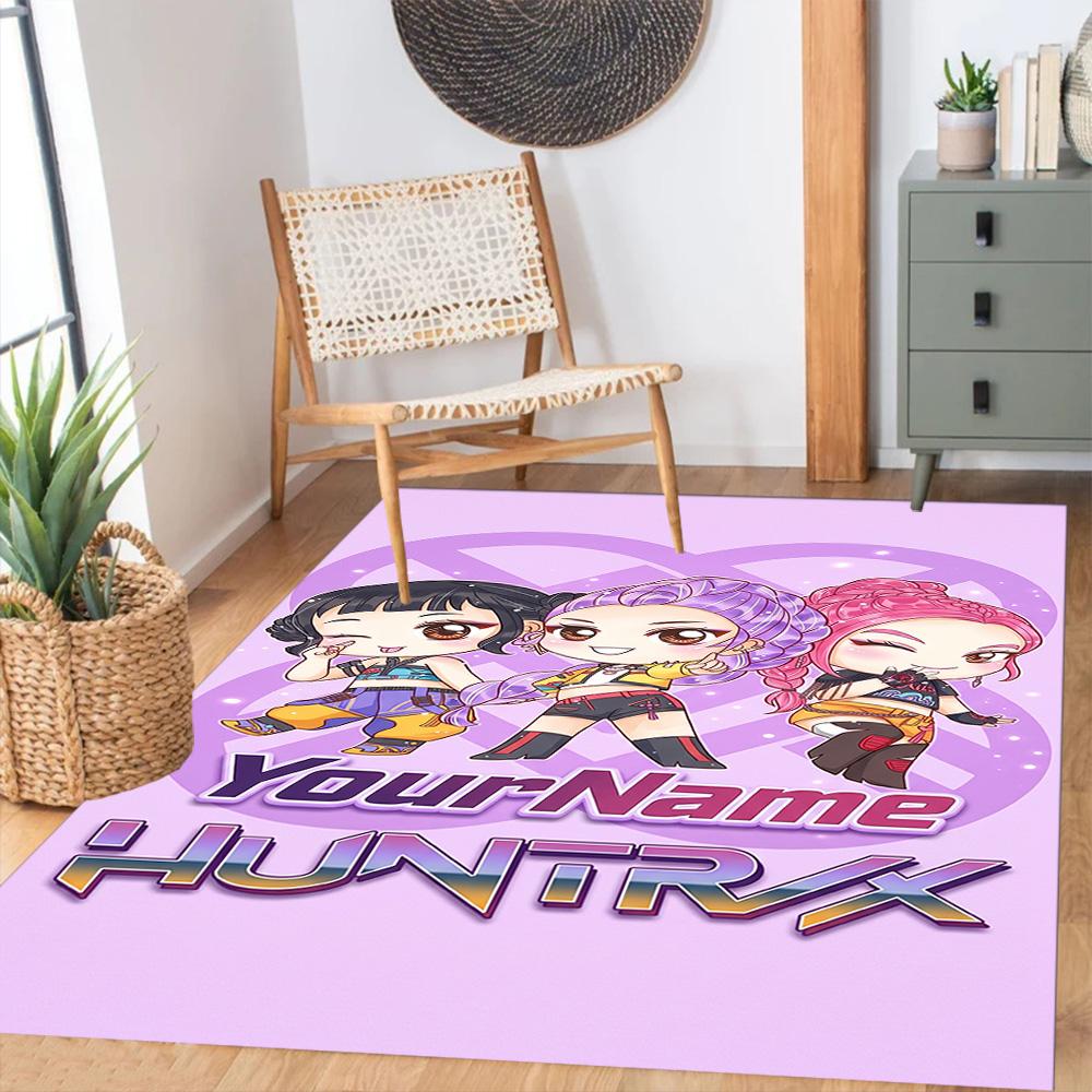 Demon Hunter Girls (2) Customize Your Name Rug, Office Chair Cushion, Home Bedroom Living Room Gift.