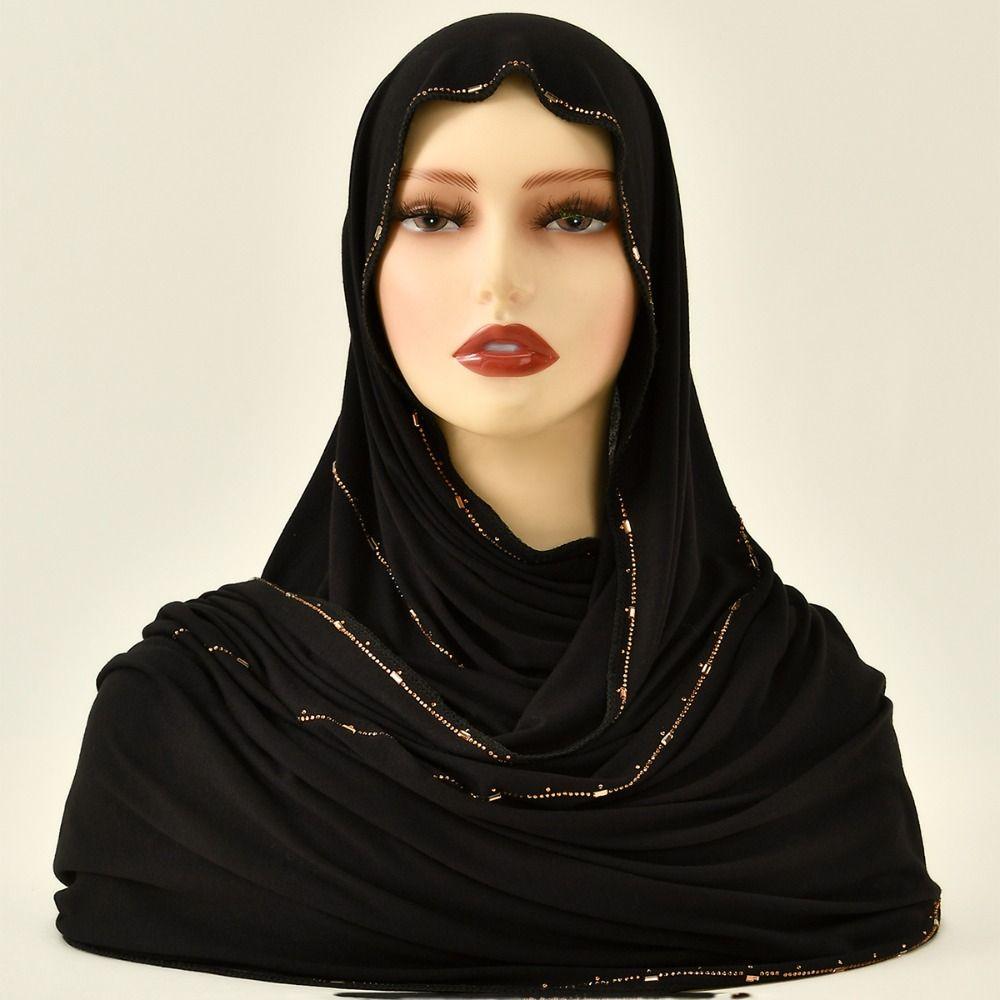 Glitter Shimmer Edge Stretch Shawl Soft Headband Turban New Headscarf For Women