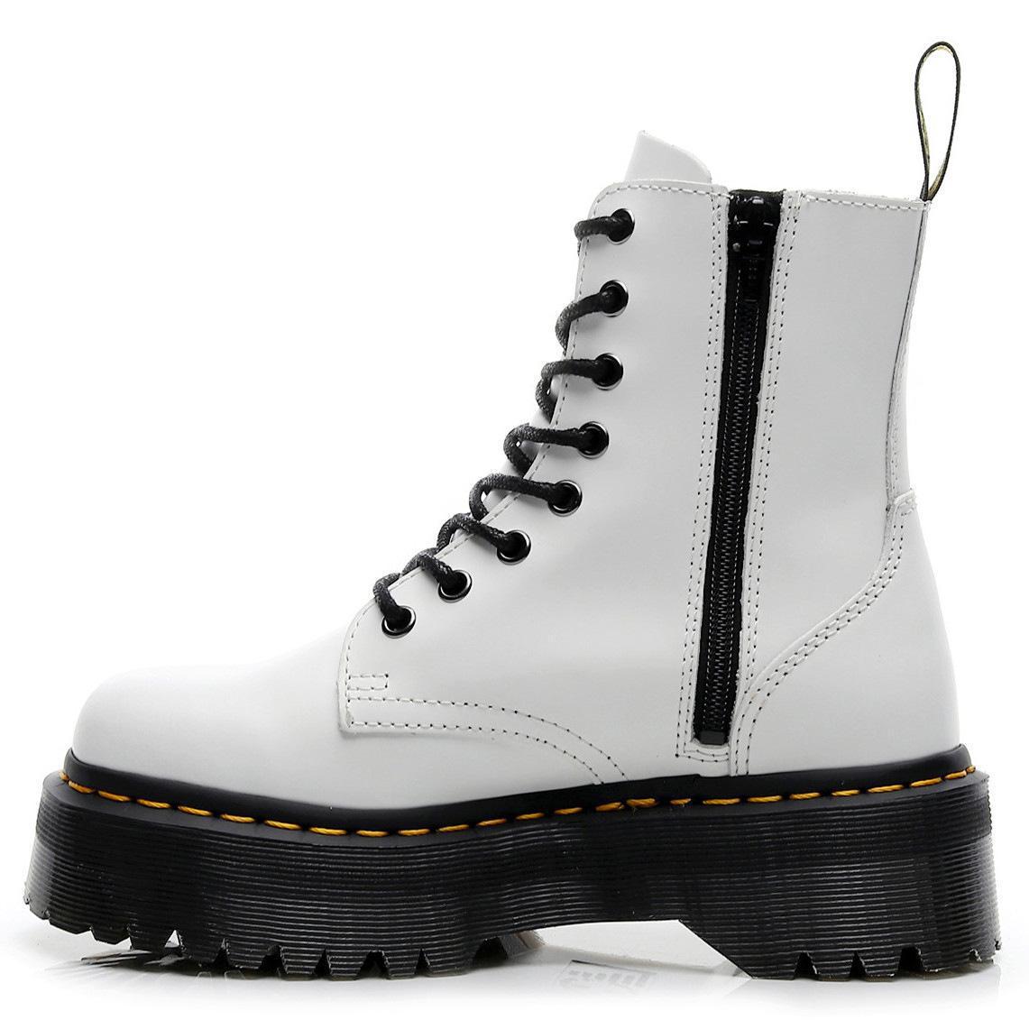 

Heavy-bottomed hole locomotive boots, side zipper British women s short boots, muffin-bottomed soft leather tooling boots 34