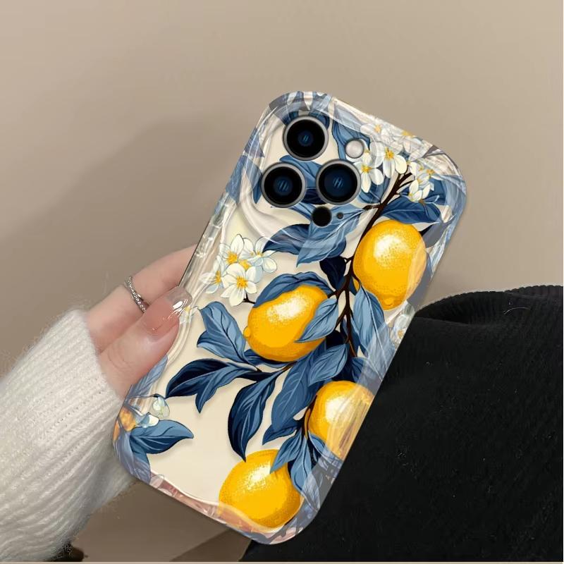 Summer Fruit Lemon Flower 3D Clear Case For iPhone 16 16E 15 14 13 12 11 Pro Max X XS X S Max XR SE 2020  7 8 Silicone Cover