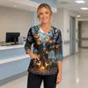 Women's V-Neck Costume with Pockets Halloween Print Side Slit 3/4 Sleeve Top for Cosplay Party