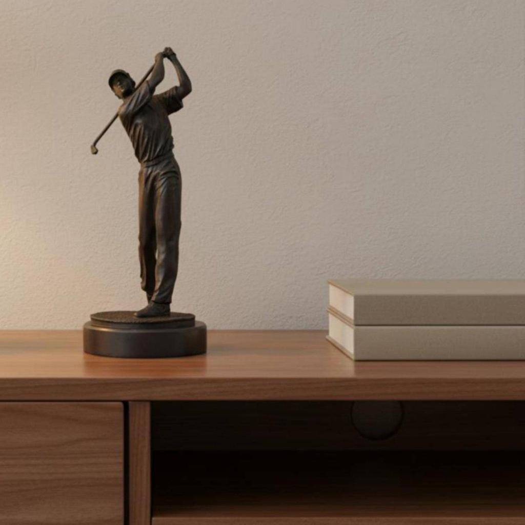 Cast Iron Golfer Figurine Sports Theme Fine Detailing for Office
