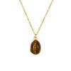 Stainless Steel Natural Tiger'S Eye Water Drop Pendant Necklace Female 2857