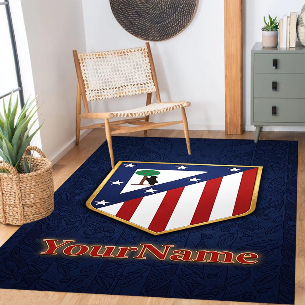 Atletico Madrid Customize Text Floor Rug Office Rug Suitable for Study room Kitchen Game Room Foyer Anti-slip Rug Office home decor Gift for Festivals