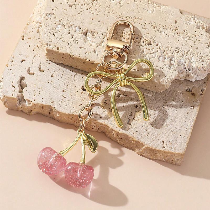 Red Cherry Pendant Keychain for Women Cute Bag Decoration Multifunctional Jewelry Car Key Accessories Trendy Charm Keyring