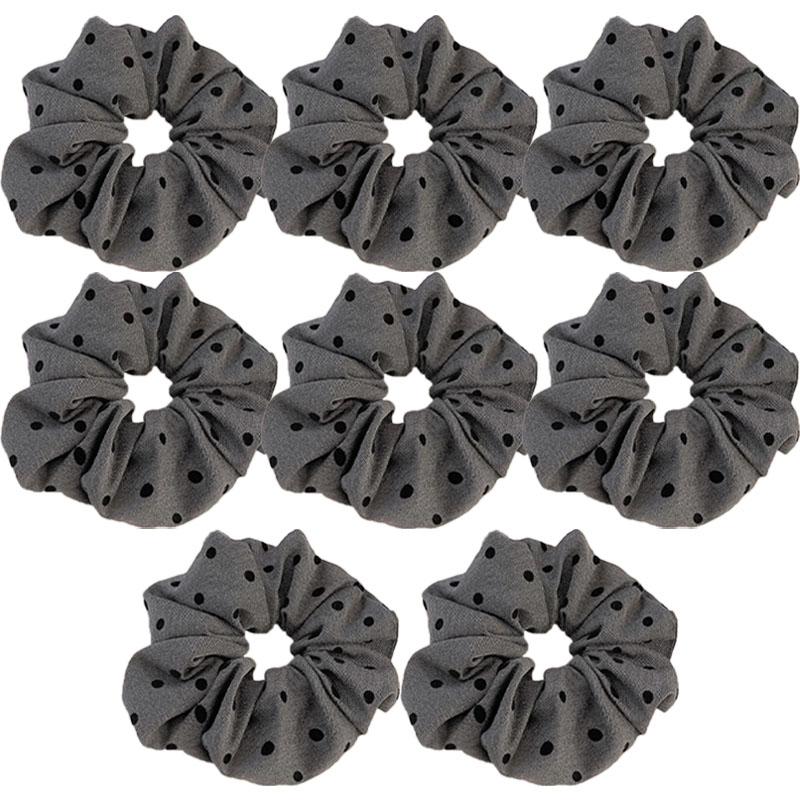 New Polka Dot Hair Ties Rope Women Large Size Heart Bowknot Printed Scrunchies Grey Black Hairband Ponytail Holder Headwear