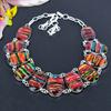 Mexican Dico Glass Gemstone 925 Sterling Silver Jewelry Necklace 18" KG-1857