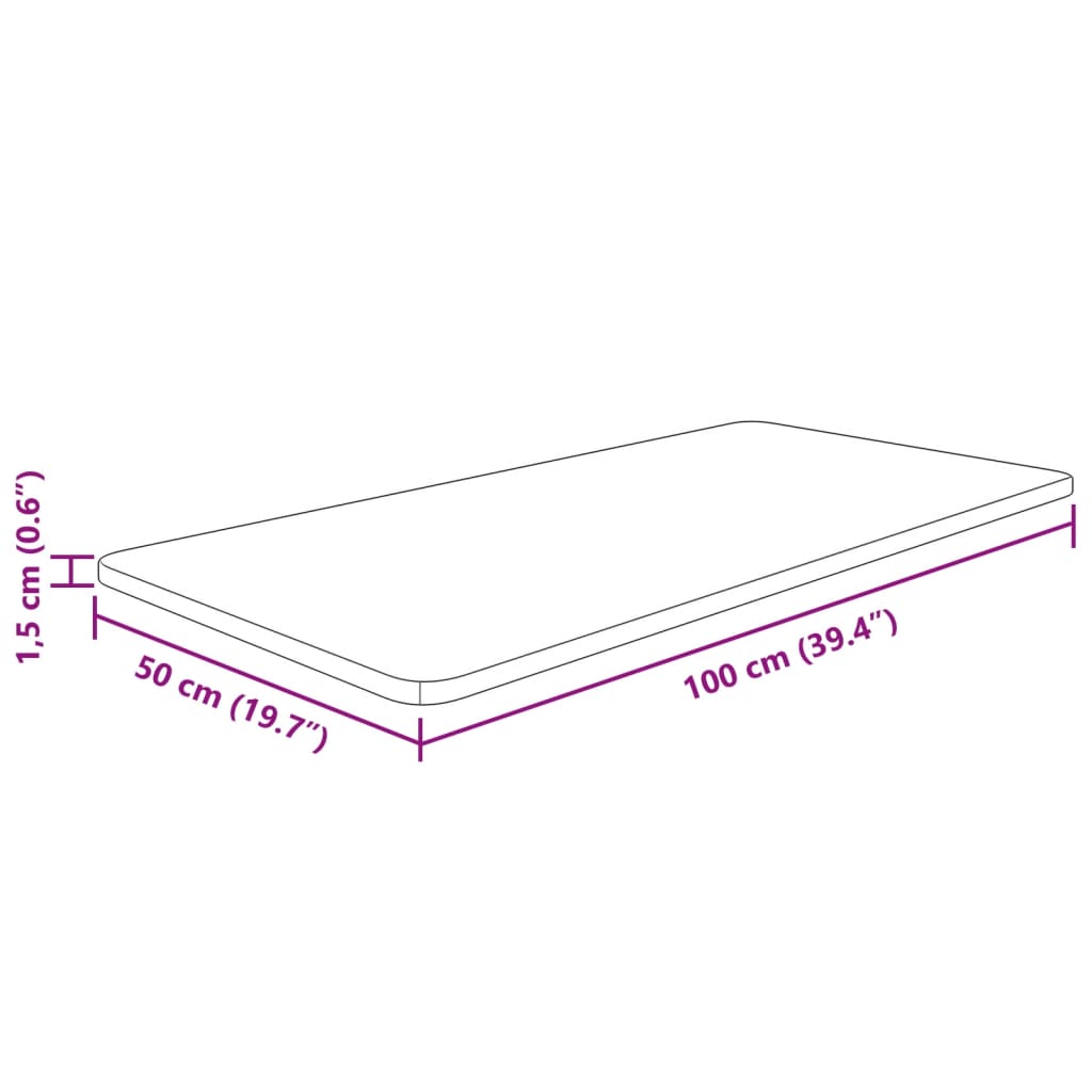 Vidaxl Blat Do Łazienki, 100X50X1,5 Cm, Surowe Lite Drewno