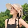 1pc Women's Wide Brim Sun Hats,outdoor Solar Neck Protection Beach Bucket Hats,Foldable Ponytail Travel Panama Caps for Beach