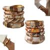 Stacking Floral Inlaid Stone Bangle Drip Glaze Open Bracelet  Daily Party