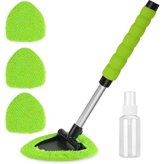 Windshield Cleaning Tool, Microfiber Car Window Cleaner with 4 Reusable and Washable Microfiber Pads and Extendable Handle Deals