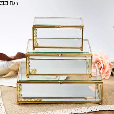 BRCreative Nordischer Stil Haus Schminktisch Organisation Glas Schmuckaufbewahrungsbox Retro Dekoration Schmuckständer TransparentEY