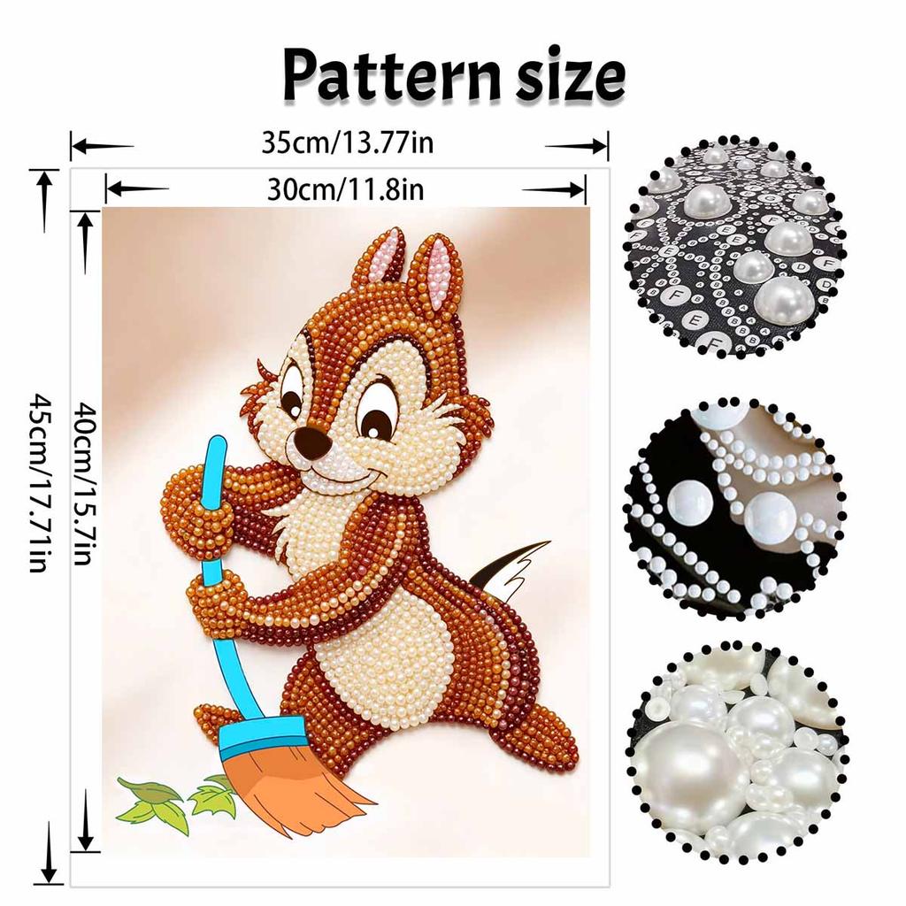 Disney 5D DIY Pearl Painting Kit, Chipmunk Sweeping Home Bedroom Wall Decor Crafts Handmade Gift