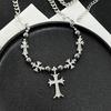European and American Retro Gothic Style Bead Necklace Cross Necklace Simple Neutral High-end Necklace Pendant Trendy Splicing Necklace
