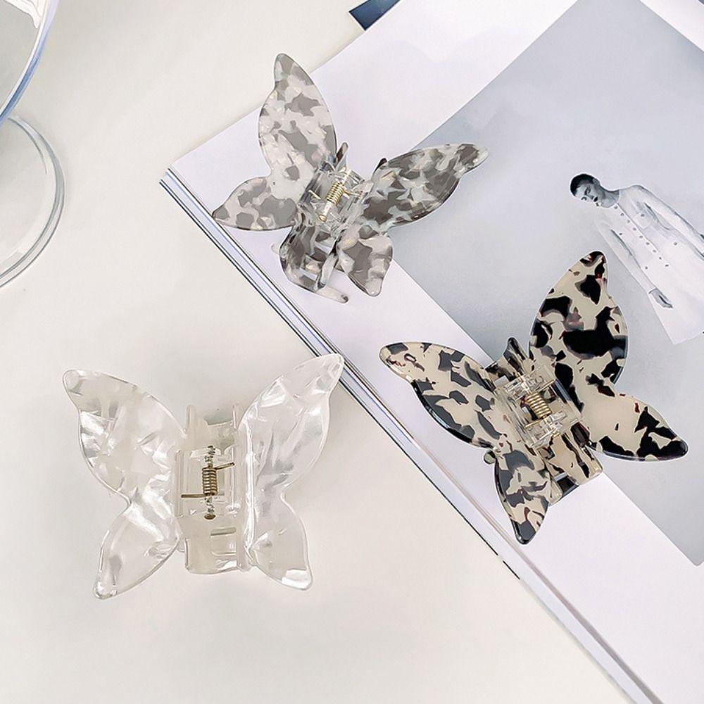 Korean Style Acetate Butterfly Hair Claw PVC Sweet Shark Clip Luxury Retro Hair Crab Clip Lady