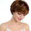 Women Stylish Short Layered Wave Hair Synthetic Golden Brown Wigs with Bangs for Daily Cosplay Lolita Heat Resistant Fibre