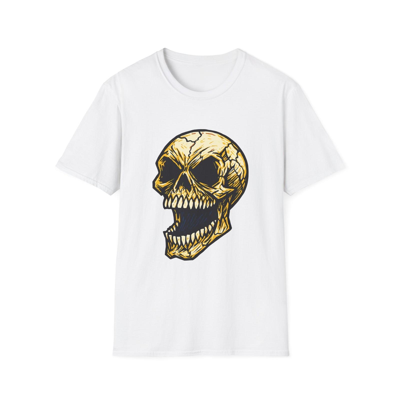 Unisex Softstyle T-Shirt Skull Gothic Horror Halloween Bone Grin S