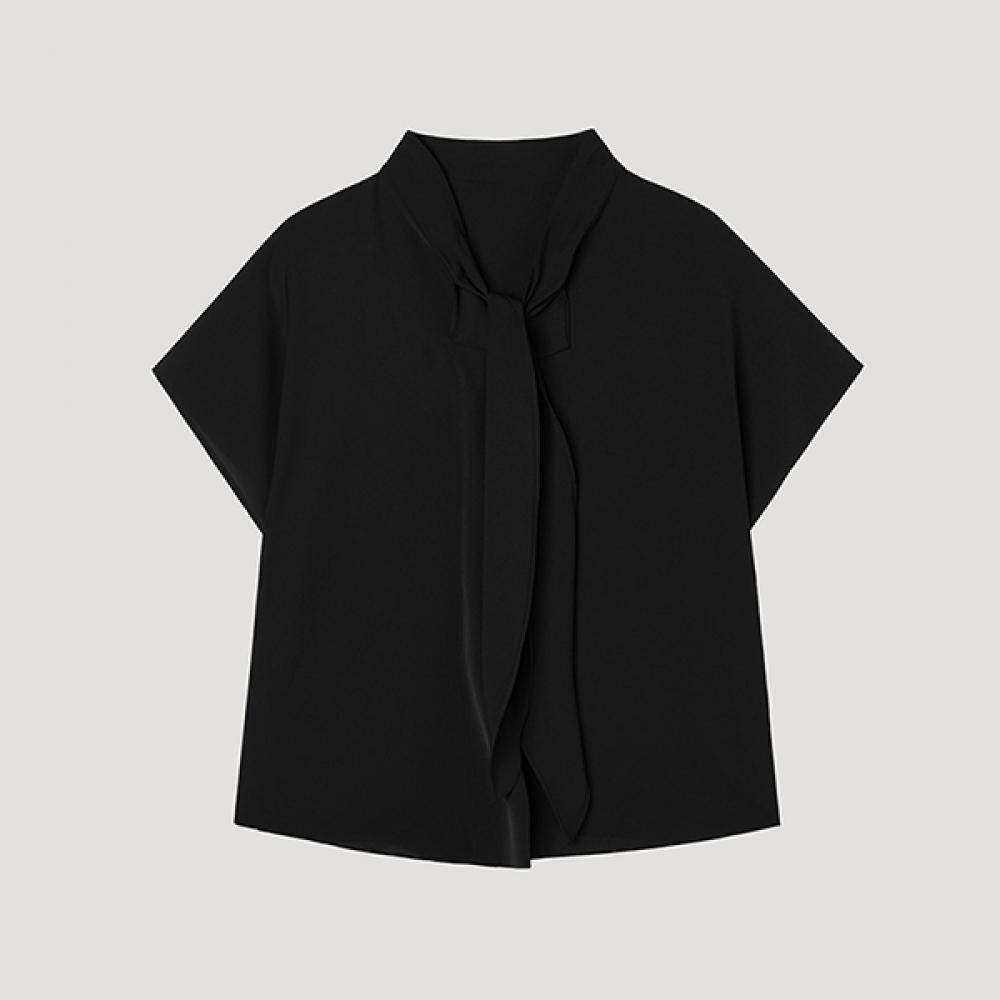 

[Вона S miSS] Блуза з коротким рукавом і зав язкою на шиї Swwblp22180 Bk blacks/66