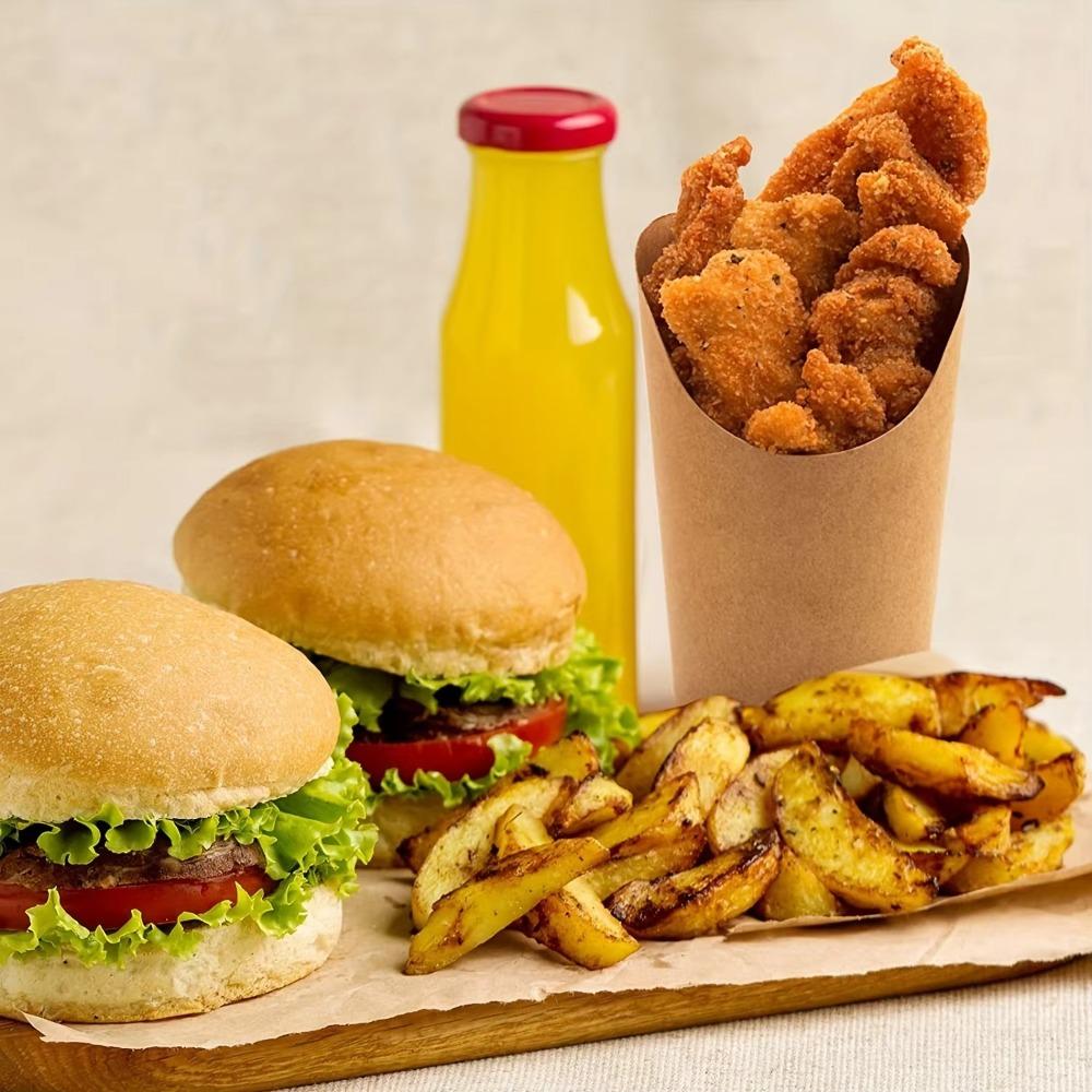 25pcs 14/16oz French Fries Holder Kraft Paper Potato Chips Box New French Fry Cup  Party Supplies
