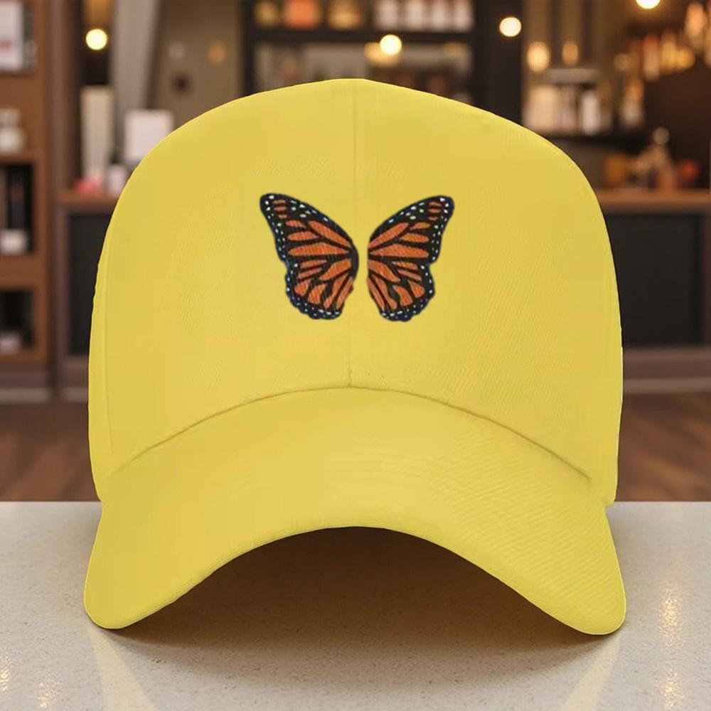 Monarch Butterfly Embroidered Baseball Cap Adjustable Cotton Casual Sports Outdoor Hat for Adult