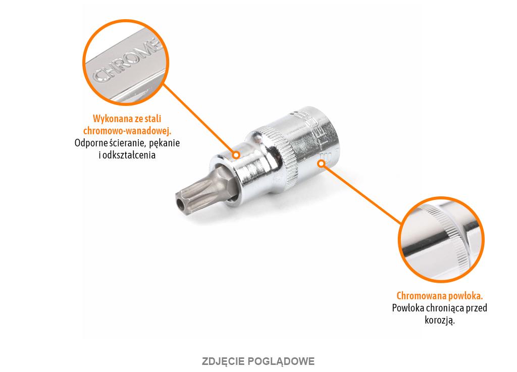 Klucz Nasadowy 1/2" Z Bitem Torx 55 Mm/T70 / (Z Otworem) / Teger