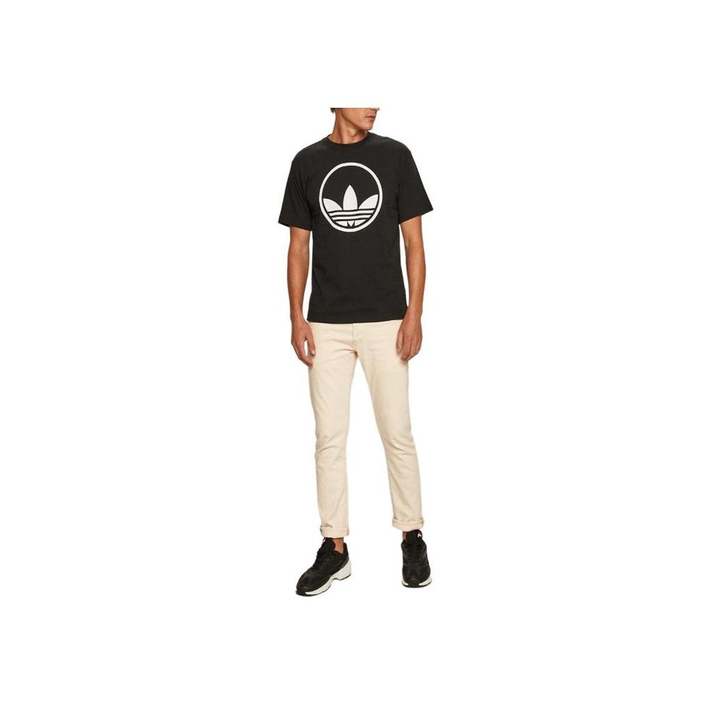 Adidas Originals Logo Print Loose Fit Breathable Casual Sports Crew Neck Short Sleeve T-Shirt Men T-Shirts Black GD2102