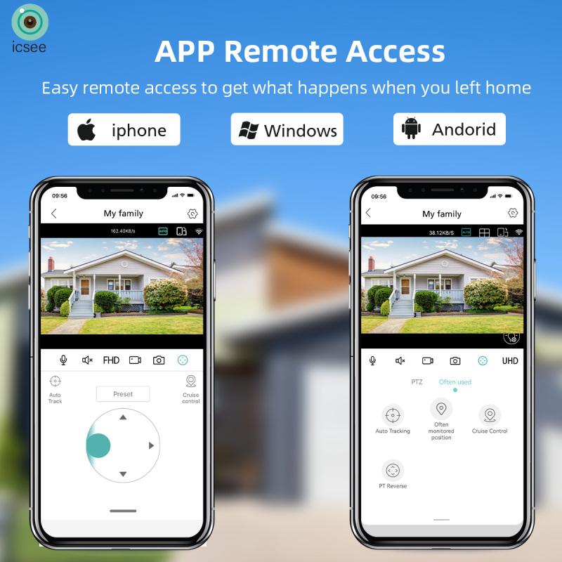 Wifi Surveillance Camera 4K 8MP Dual Lens Wireless Outdoor Security PTZ IP Cameras AI Human Detect CCTV Camera 4X Digital Zoom