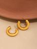 Qiong Yao Cross-border High-end Gold-plated Stainless Steel C-shaped Earrings - European & American Fashion Set with PVD Gold Color Retention.