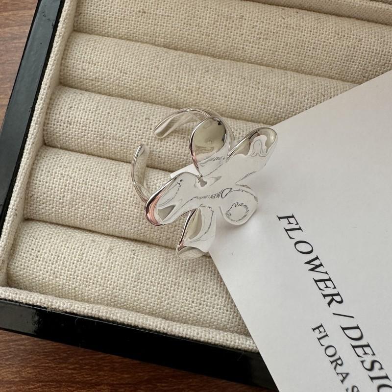 925 Sterling Silver Exaggerated Big Flower Adjustable Rings For Women Luxury Quality Jewelry Accessories Wholesale Jewellery