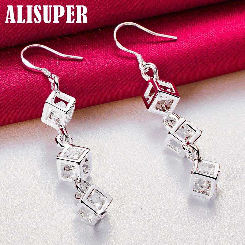 925 Sterling Silver Baishige AAA Zircon Drop Earrings Jewelry