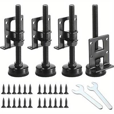 4 pies niveladores ajustables, pies niveladores de muebles resistentes, pies niveladores para gabinetes, sofás, mesas y sillas, kit de tuercas con rosca en T, color negro