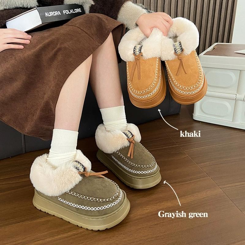 Fashion Cotton Slippers Women's Winter Velvet and Platform Sole Non-slip Outer Wear Warm Plush Snow Boots 2025 New