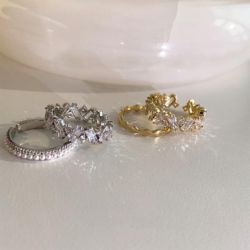 Light Luxury Niche Design Sense, High Sense, Super Flash Full Diamond Zircon Ring, Women'S Open Index Finger Ring, Fashion Personality