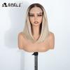 NOBLE 18 Inch 6X4 Synthetic Lace Front Wig Ombre Blonde Brown Roots Straight Natural Hairline Heat Resistant For White Women
