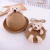 Summer Children Cute Bear Straw Hat Baby Travel Sun Hat Girl Princess Beach Bucket Hat
