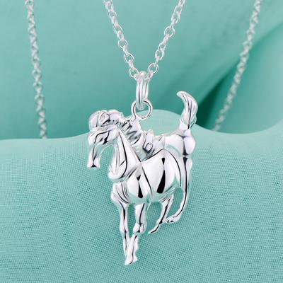 925 Sterling Silver Elephant Pendant Necklace, Charming Jewelry