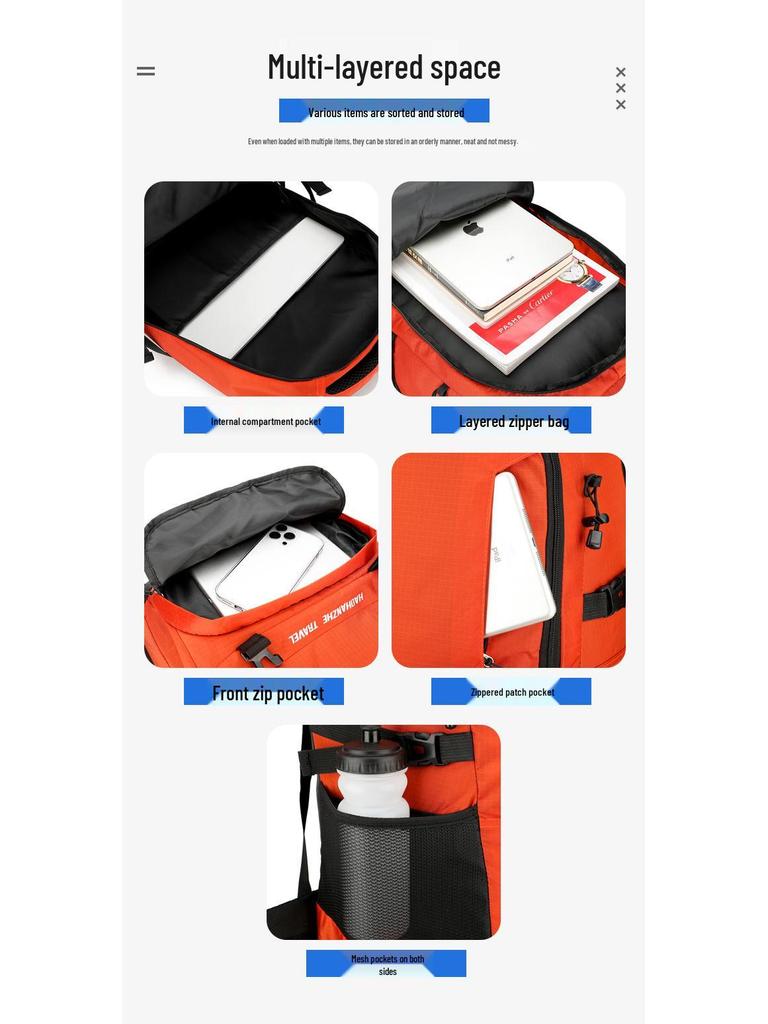 2025 Large-Capacity Water-Resistant Nylon Backpack for Outdoor Hiking, Travel, and Sports - Unisex