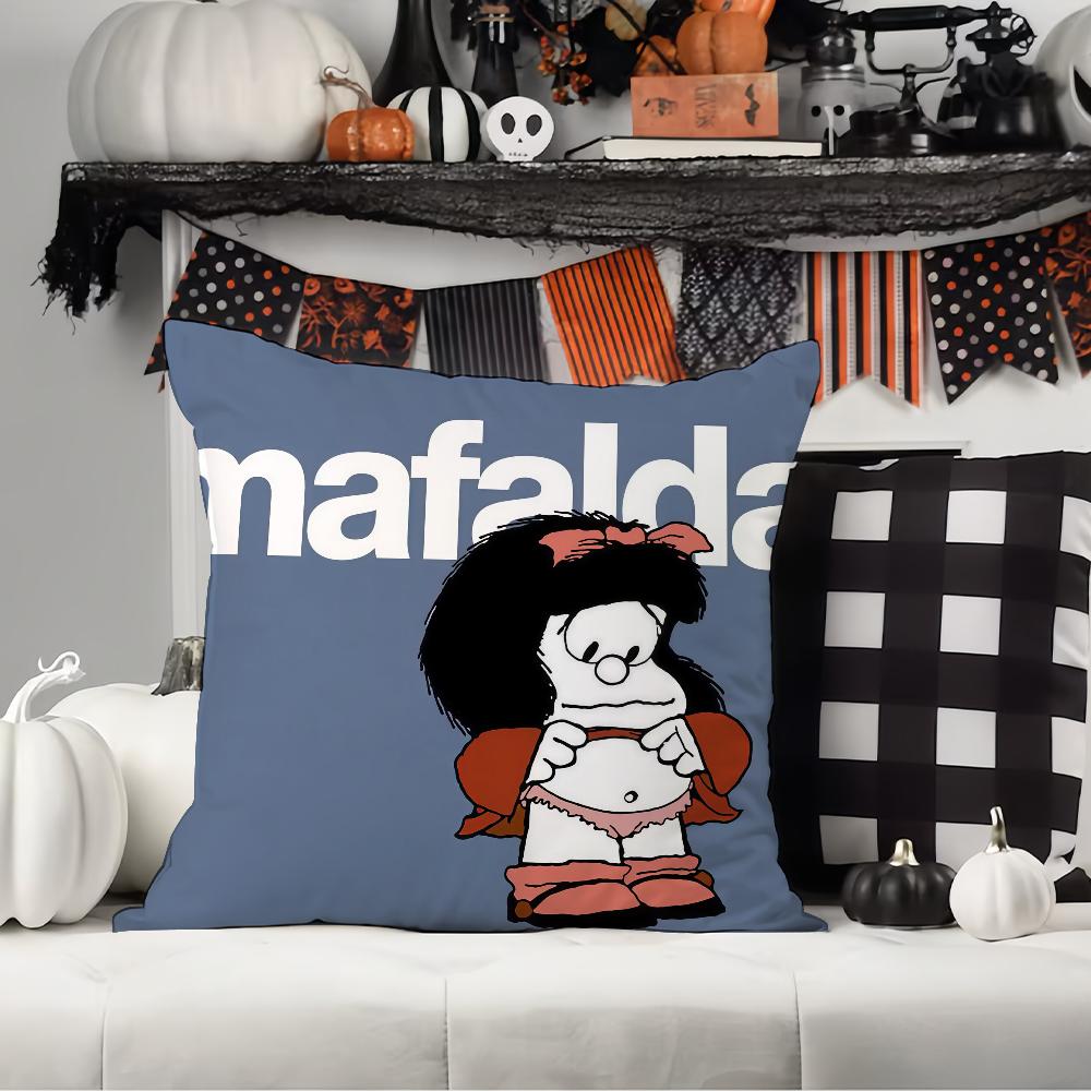 Cartoon M-Mafalda's World Pillow Case Office Cushions Suitable For Sofa Car Bedroom Decorative Cushion Cover