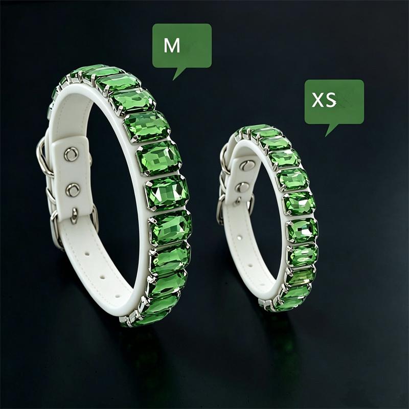 Bling Strass Hundehalsband Weißes PU-Leder Katzenhalsband Funkelndes Kristall Haustierhalsband Verstellbar für Hunde Tägliches Gassi Gehen Party Dekoration