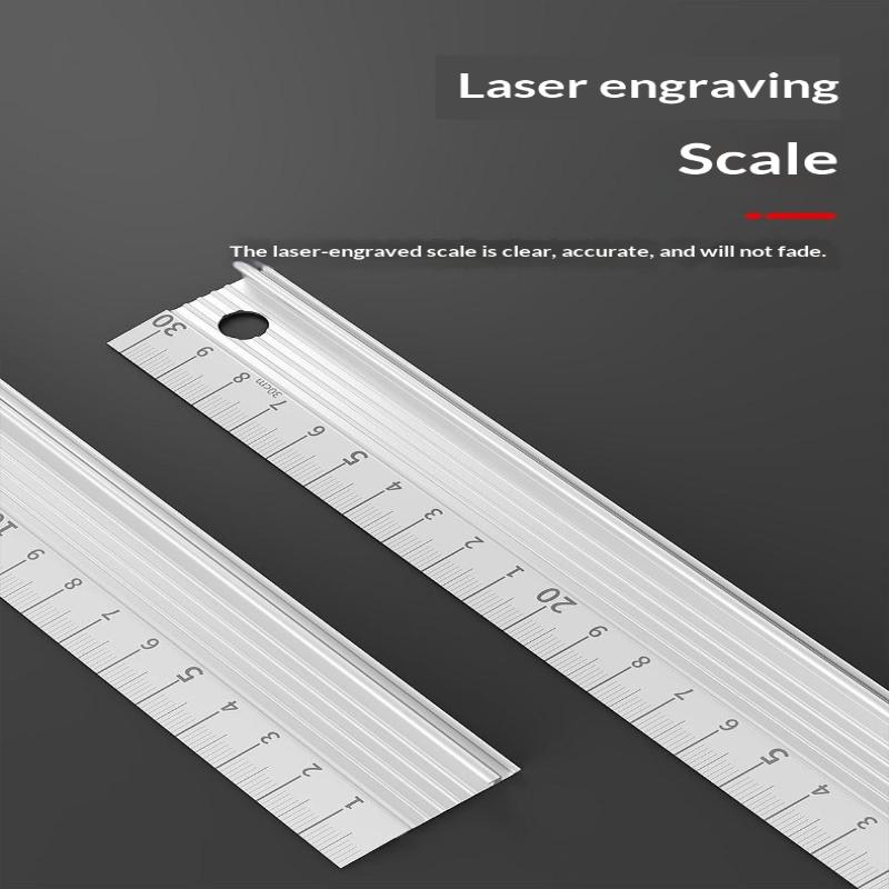 Aluminum Alloy Protective Ruler Anti Slip Design Cut Resistant Edge No Ink Bleed For School Office Drawing Crafting Measuring