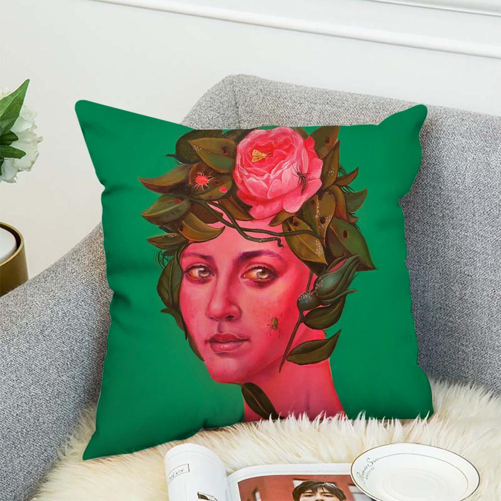 Natasha Lelenco Abstract Art Pillow Case For Car Sofa Decorative Home Double-sided Print Plush Square Throw Pillow Cushion Cover